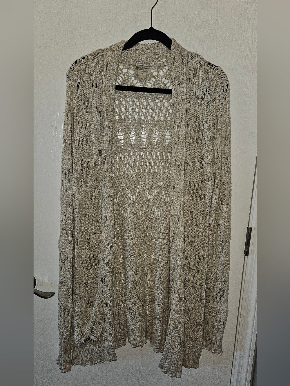 Lucky Brand Open-Knit Cream Crochet Cardigan